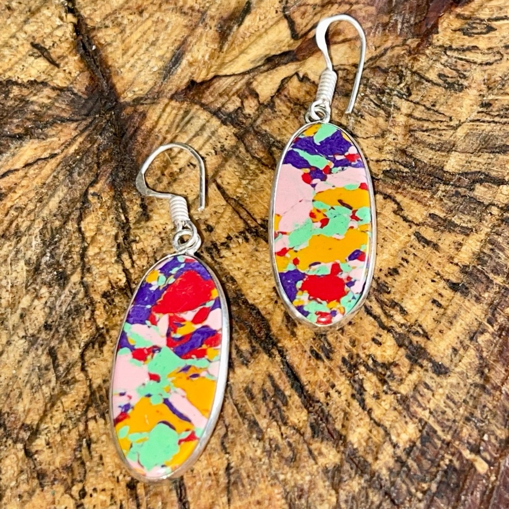 Colorful Calsilica Earrings 1 1/4”